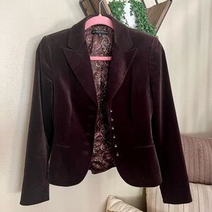 EUC Antonio Melani Chocolate Brown Velvet Jacket Size XS